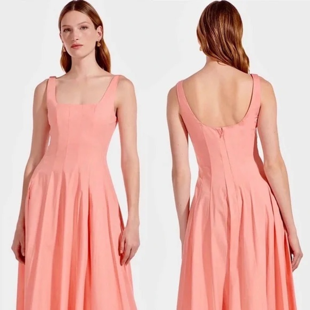 STAUD wells fit and flare maxi in grapefruit